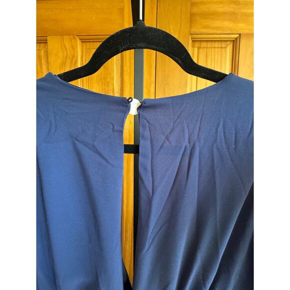 Lulu’s Navy Dramatic Plunging Front & Back - Maxi Dress with Slit - Size Small - Picture 6 of 8